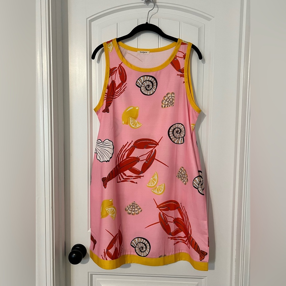 Pink Lobster Print  Dress